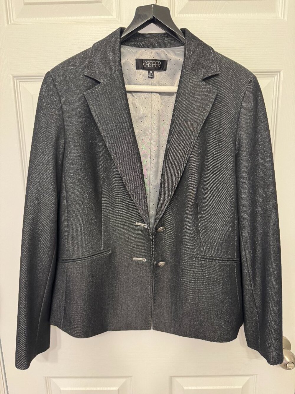 Kasper Women’s Black Blazer Jacket Size 10 Fully Lined Classic 3 Button Career